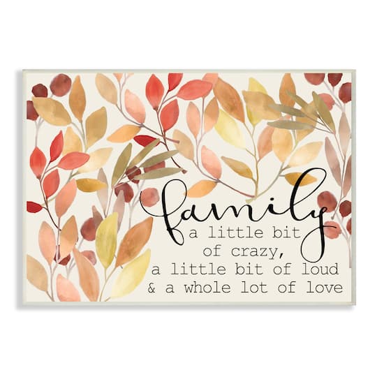 Stupell Industries Love Family Home Inspirational Word Leaves Red Yellow Design, 10" x 15"